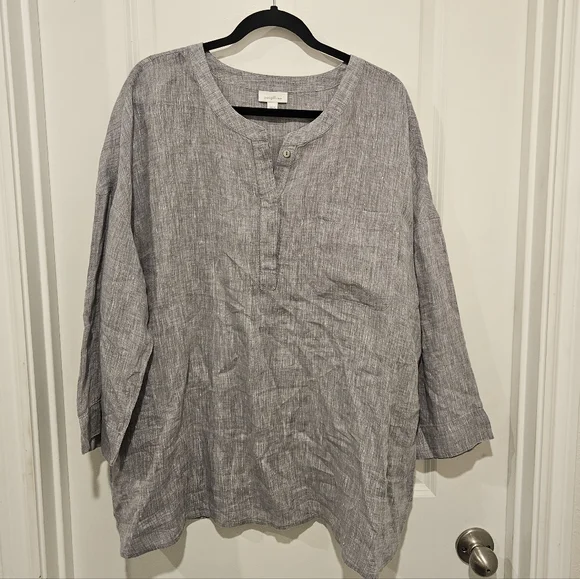 J Jill linen tunic top blue Grey Size XL - Picture 2 of 11